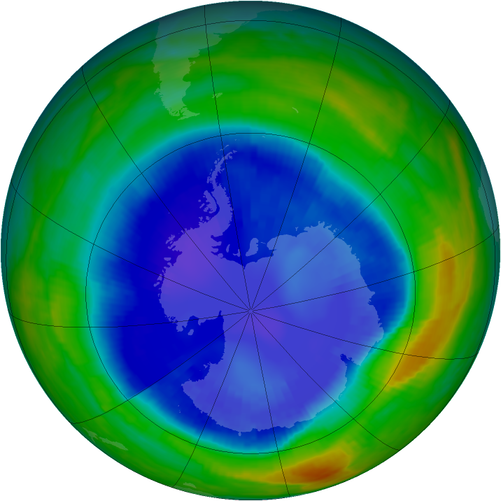 Antarctic ozone map for 02 September 1999
